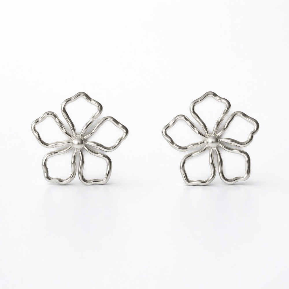 Silver  Bloom Earrings (9705)
